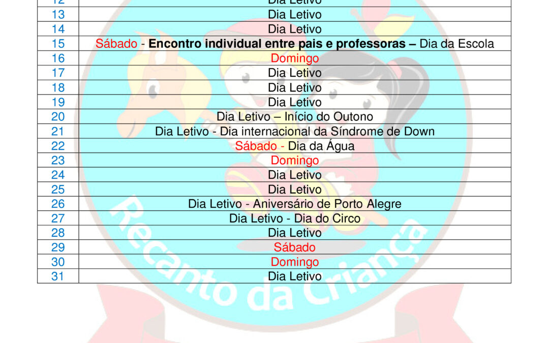 CRONOGRAMA MARÇO 2025