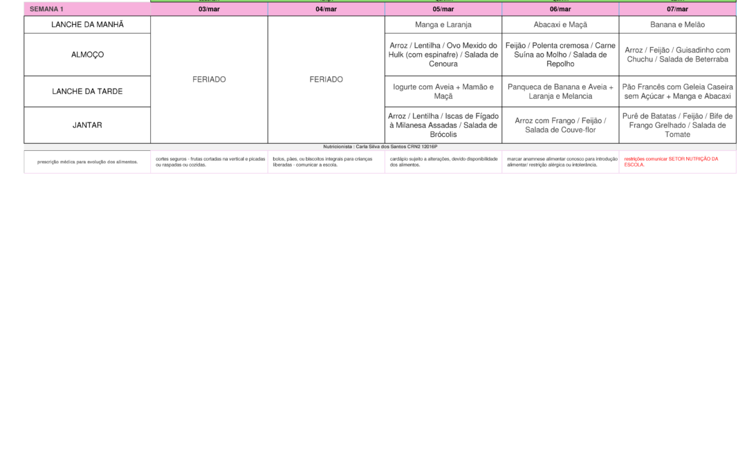 Cardápio G1 a G5 – de 05 a 07.03.2025.